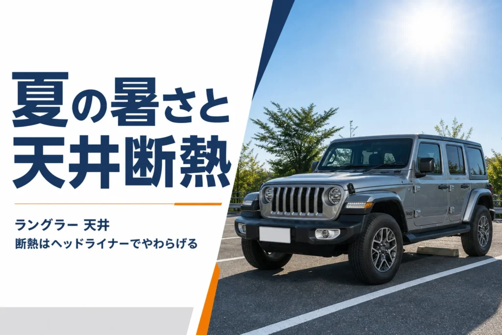 真夏の日差しの下に停まるハードトップのラングラー
