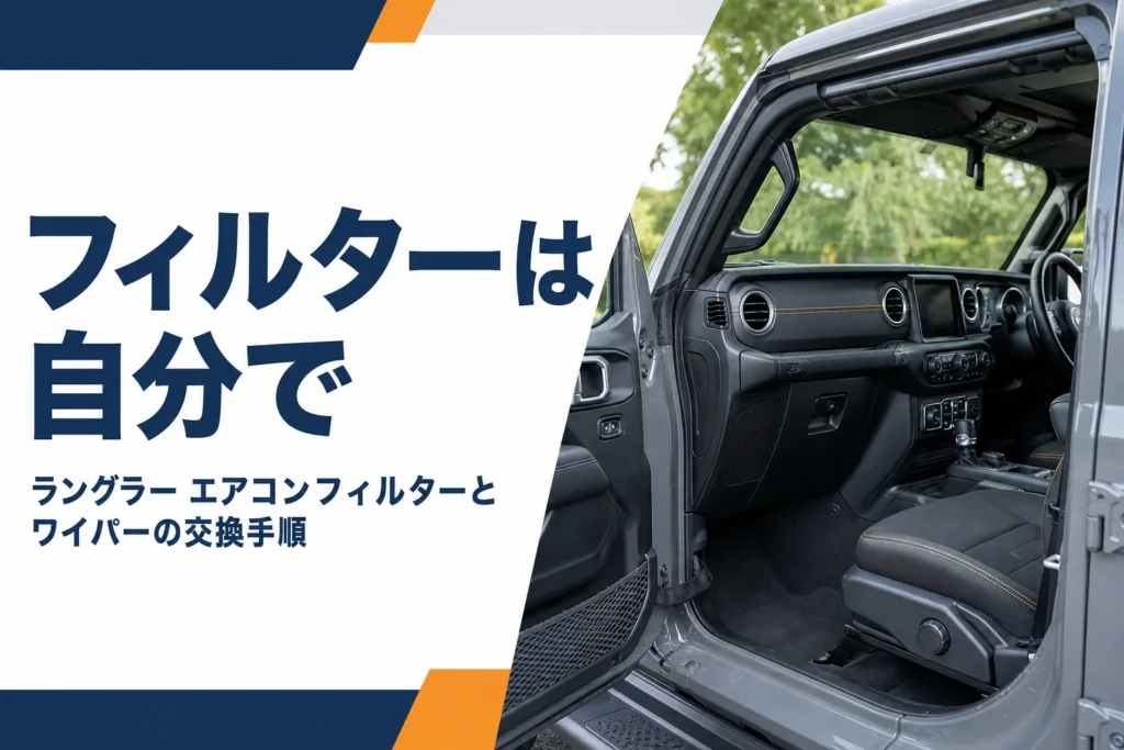 ドアを開けたラングラーの助手席まわり