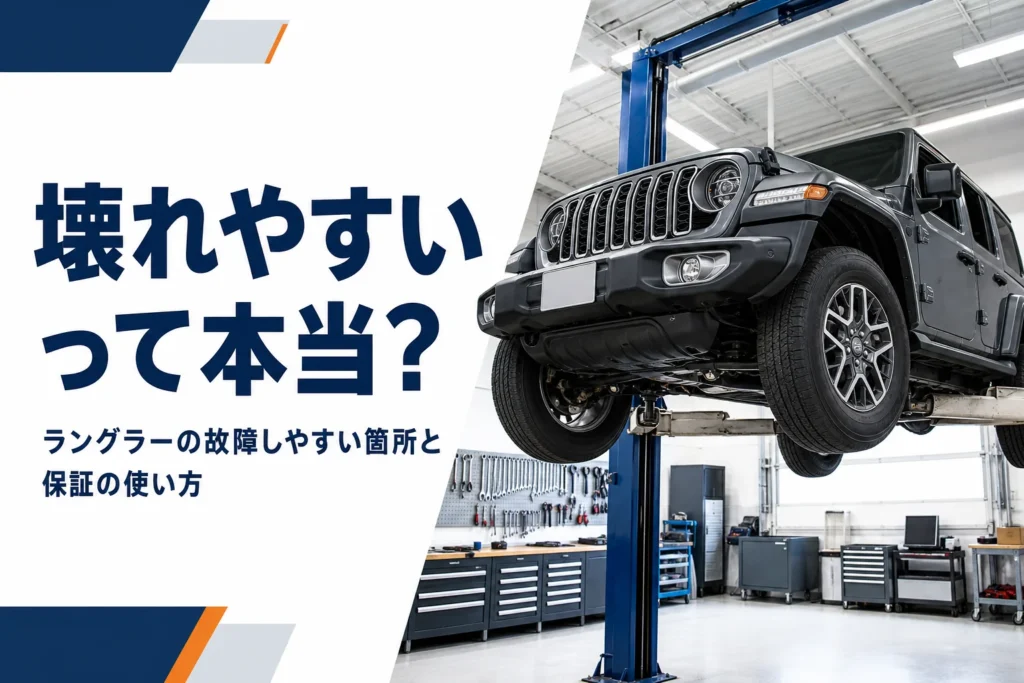 整備工場で点検中のラングラー