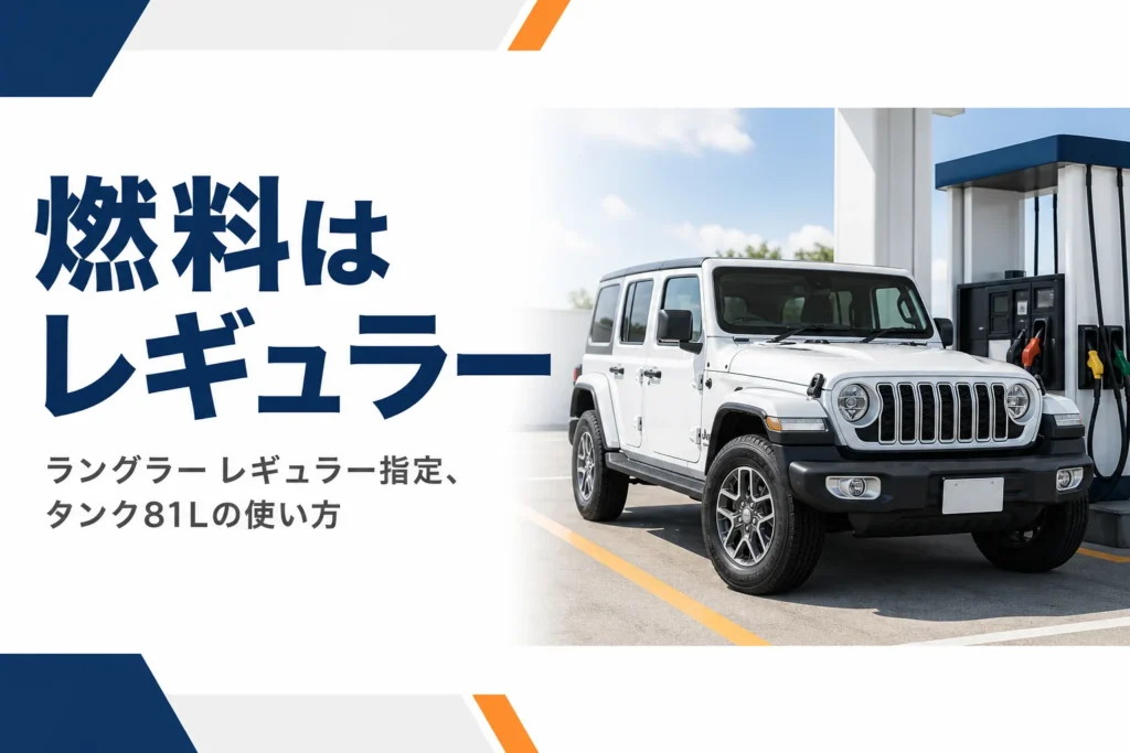 ガソリンスタンドで給油を待つ4ドアのラングラー