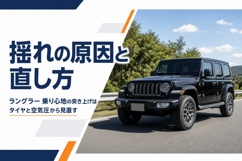 舗装路を走る4ドアのラングラーの足まわり