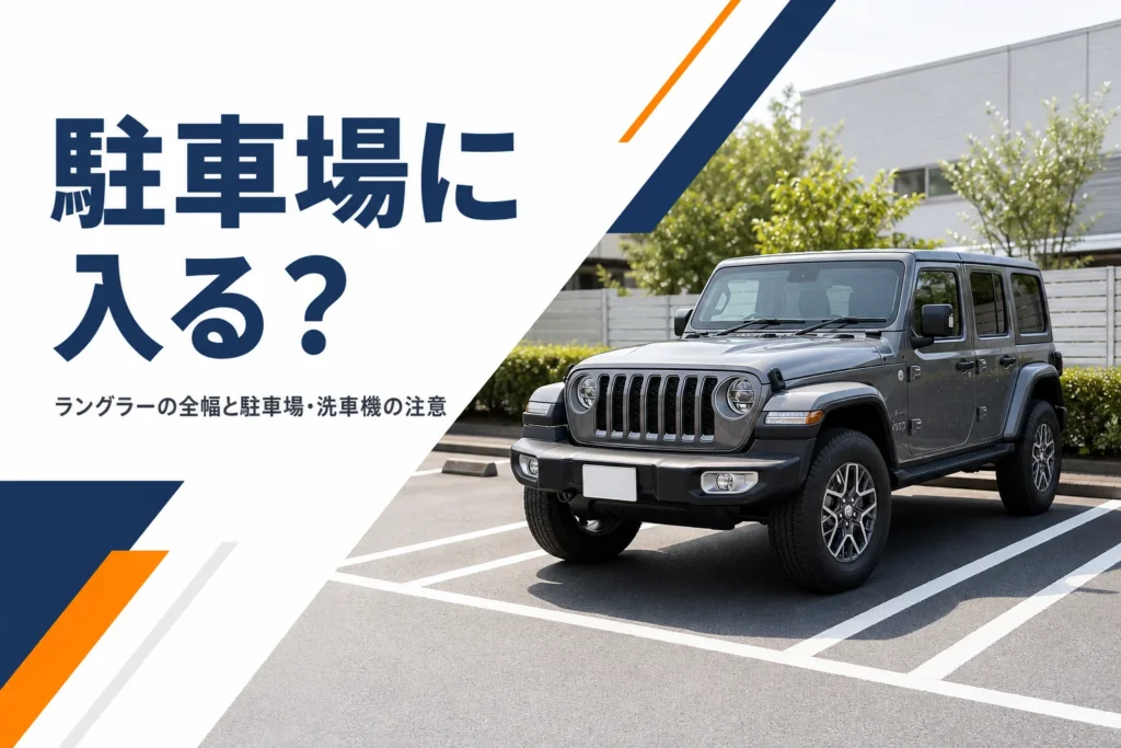 平置きの駐車場に止めたラングラー