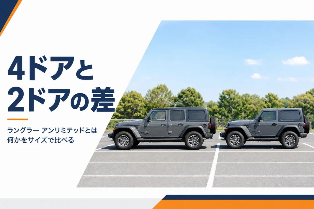 真横から並べた4ドアのアンリミテッドと2ドアのラングラー
